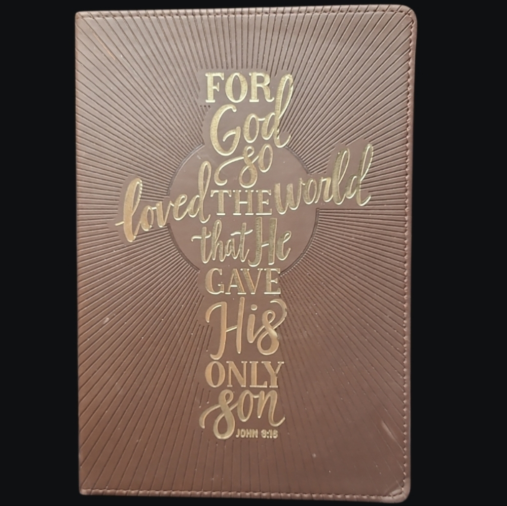 JOURNAL-JOHN 3:16 VERSE ON FRONT IN SHAPE OF CROSS- BROWN - NEW
